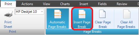 Inserting page breaks If you would like to insert your own page break in your AFS, position your