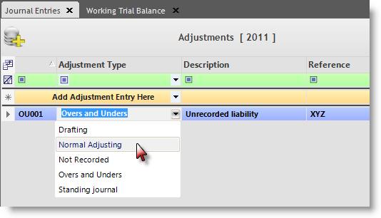 To re-classify journal entries from overs / unders to normal adjusting entries (overs / unders journal amounts will not