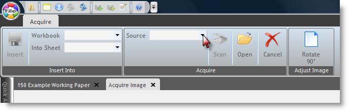 Specify source (scanner) by clicking on the pull-down menu