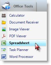 Office tools Should you wish to create your own new spreadsheet, or open an
