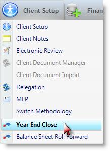 select Client setup > Year End Close Confirm that you wish to