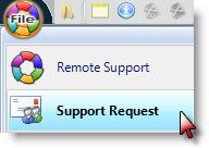 For tricky matters, you may be asked to go to select File > Remote Support - and give us your ID that appears on the screen and your password.
