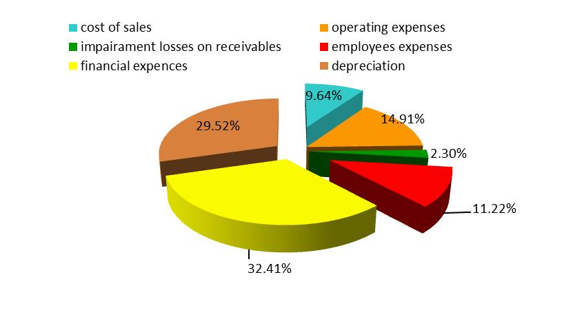 In the following chart is shown the participation of each group of expenses out of total amount of costs for 2015.