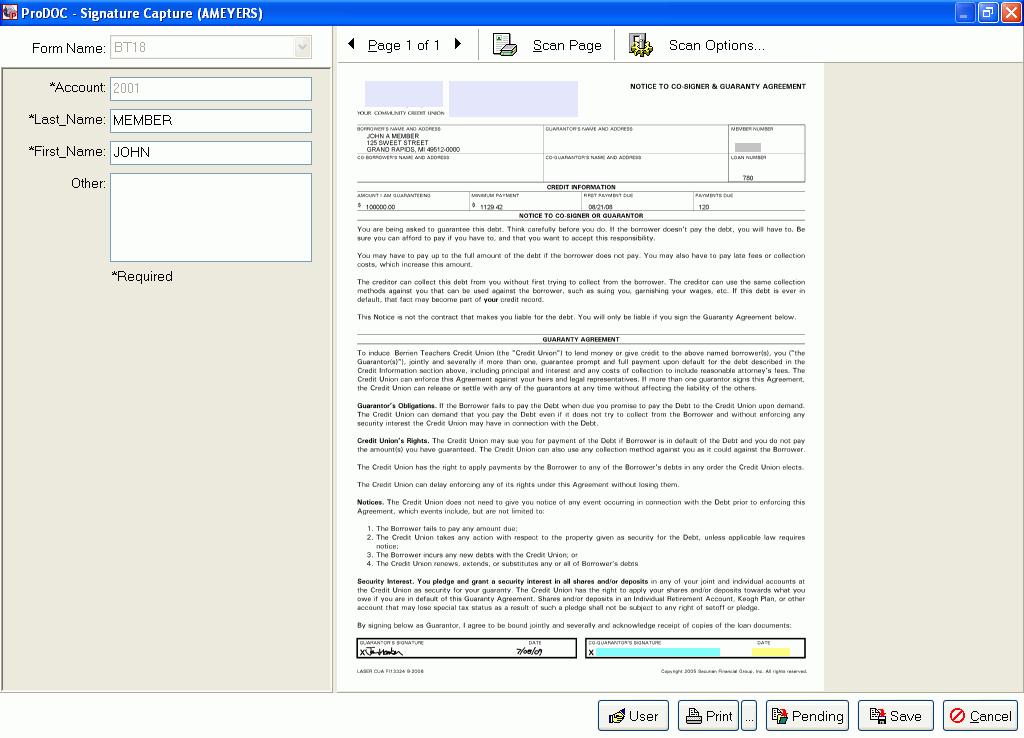 The eloan form will open allowing you to collect the additional information. Collect the additional needed signatures.