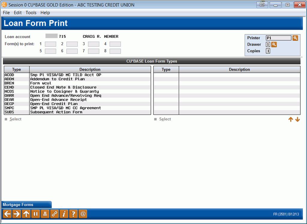 SELECTING THE ELOAN FORMS You can access eloan forms from three different CU*BASE Screens: Print