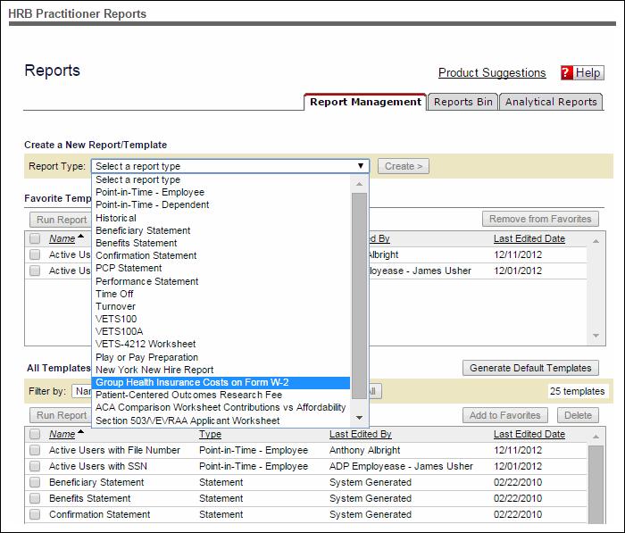 Generating a Group Health Care Insurance Costs Report Step 1: On the Home page, select Reports > HR &