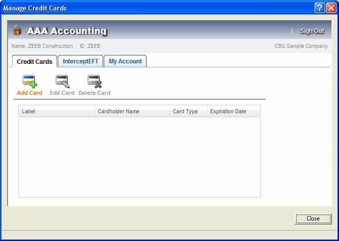 Setting Up CBS for Credit Card Processing Adding customer credit card information 1. Choose Setup / Customers, and then click the Credit Card tab. 2.