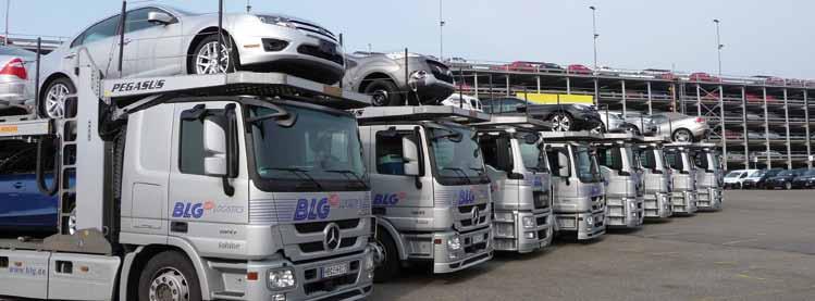 BLG car transporters at Bremerhaven AutoTerminal The corporate interlacing of the BLG Group with BREMER LAGERHAUS-GESELLSCHAFT Aktiengesellschaft von 1877 as general partner without a capital share