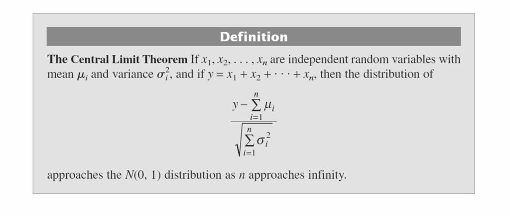 The Central Limit Theorem Practical interpretation the sum of independent random variables is