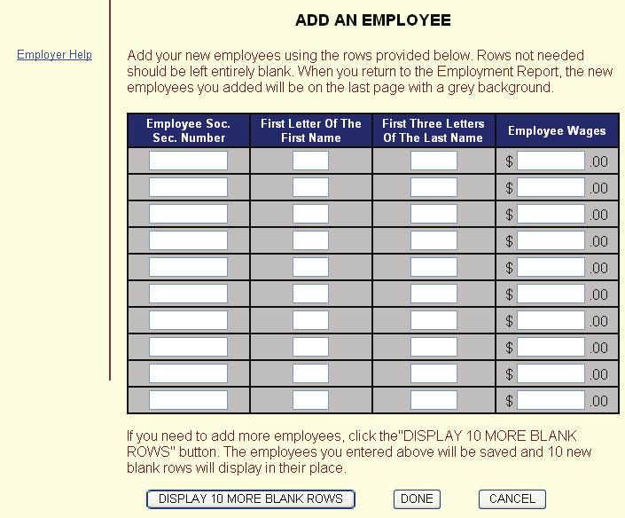 Add Employee You will see this screen after clicking the Add Employee button.