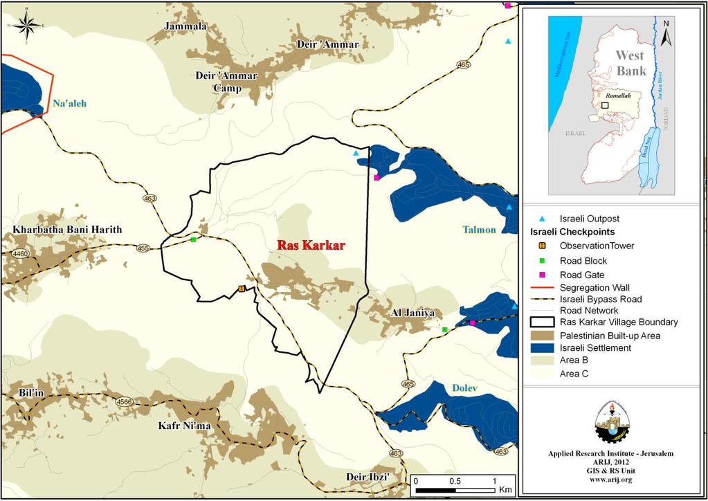 Ras Karkar Village Profile Location and Physical Characteristics Ras Karkar is a Palestinian village in the located 10.1km west of Ramallah City.