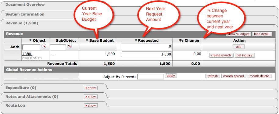 BUDGET CONSTRUCTION TRAINING GUIDE 25 Base Budget: Base budget from the current year. You may not change this column. It is informational only.