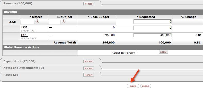 Object: Required field. If revenue, enter the object code, if expenditure enter the budget object code.
