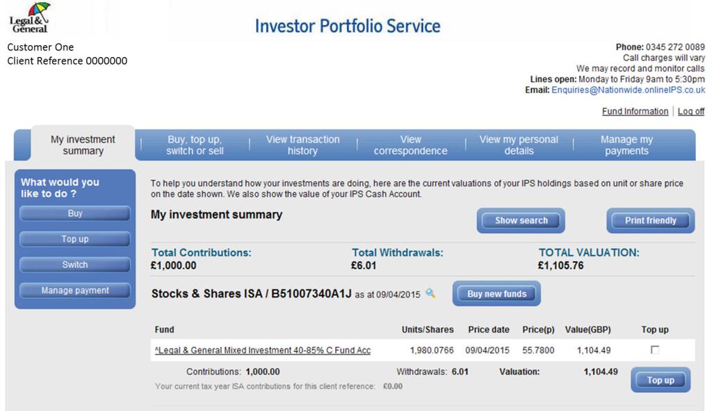 Investor Portfolio Service This table is at the bottom of the PFP home screen and lists all of your Investments held on the Investor Portfolio Service (IPS) platform.