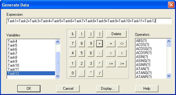 dialog box: Any valid STATGRAPHICS expression can be used.