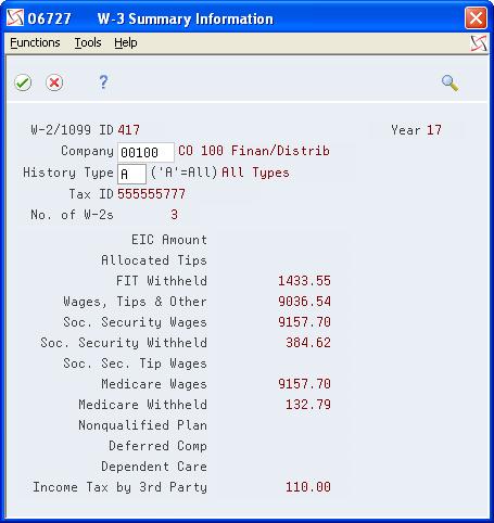 Reviewing Year-End Version Information 4. After you review totals by company, exit the W-3 Summary screen. 5.
