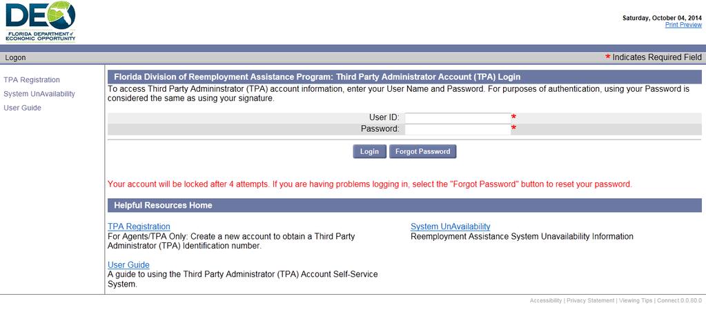 section at the bottom of the screen. 6 7. Review the TPA registration information. 8.