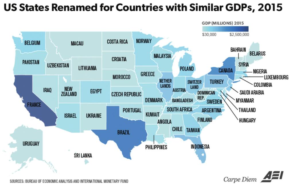 Size As the third-largest country in the world by size and population, the United States consumes a huge range of goods and services and in enormous volumes.