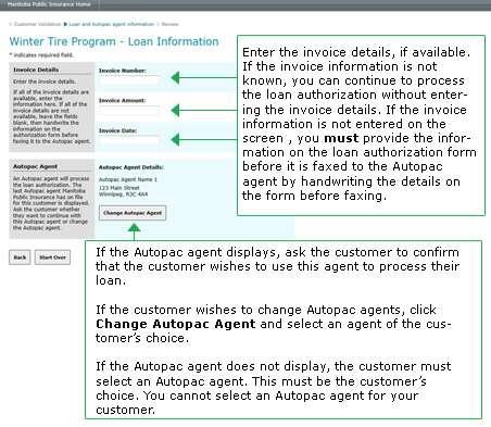 2.4 Enter the Invoice Details and Autopac Agent Details Remember: The invoice amount cannot exceed $2,000.