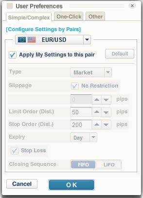 To apply existing setting to specified currency pairs, check [Apply My Setting to this pair].