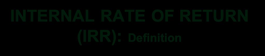LO 5 INTERNAL RATE OF RETURN (IRR): Definition Is the discount rate that