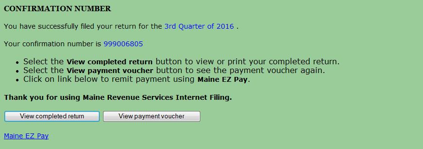 Print the payment voucher, then click on Submit my return and