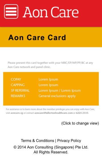 on Login (3) View your Aon Care Card 6 Click on