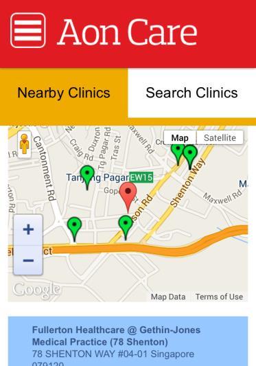 Click on Nearby Clinics