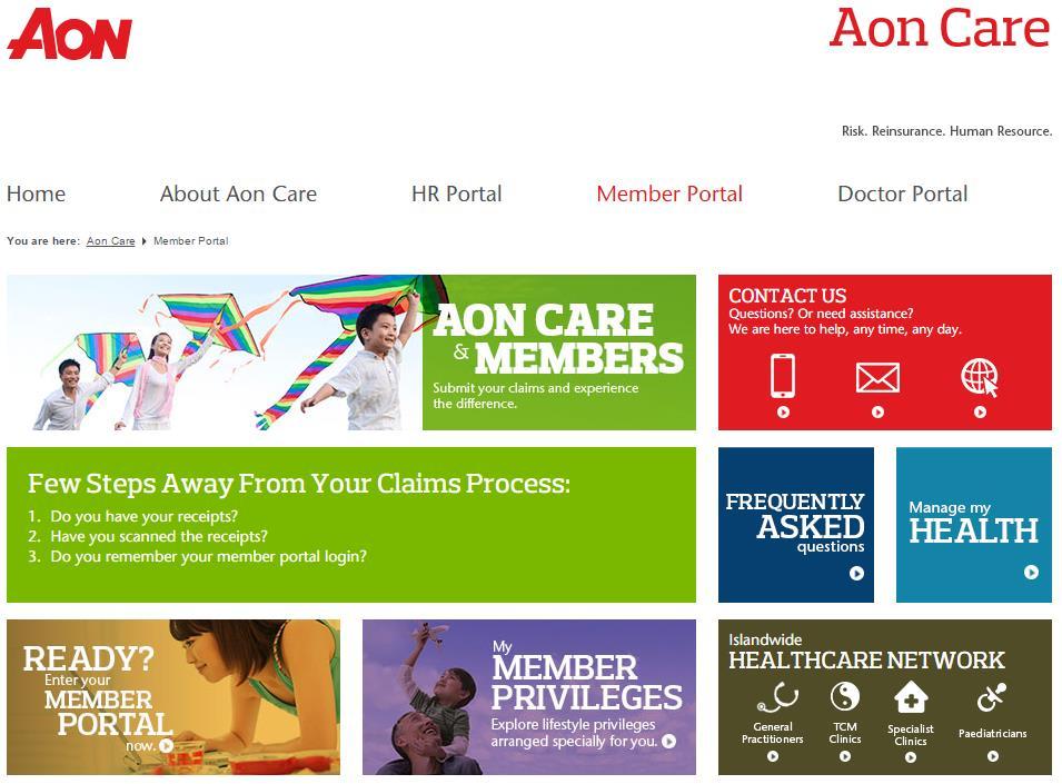 sg to access the Aon Care Member