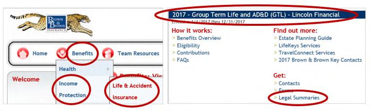 GROUP TERM LIFE INSURANCE (GTL) and AD&D Brown & Brown offers all eligible employees group term life insurance insured through the Lincoln Financial Group.