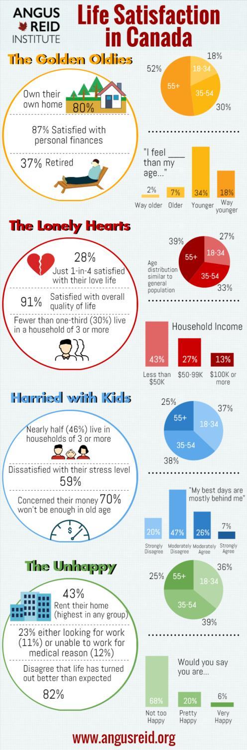 Page 4 of 14 Meet the Segments The four segments of the Canadian population when it comes to life satisfaction are the (27% of the total population), the (28%), the Harried with Kids (28%), and the
