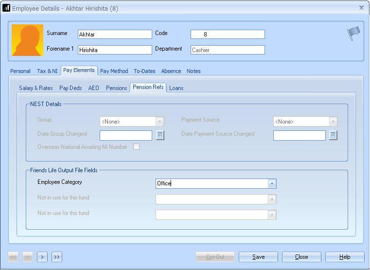 Employee Details configuration If you have defined more than one Group and Payment Source configured, then you will need to select the appropriate one for the employee in Employee Details. 1.
