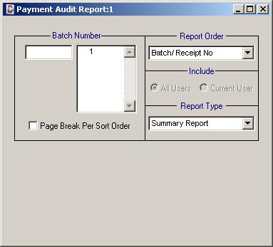 Payment Audit Report - Demonstration Chapter: {#1} Open the Payment Audit Report from the Payment Menu. The Payment Audit Report is used to verify payment entries.
