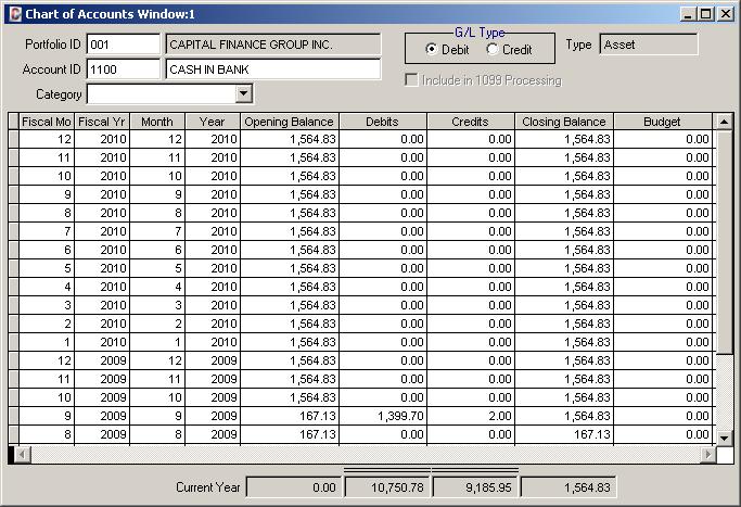 Chart of Accounts Window - Demonstration Chapter: The Chart of Accounts Window is a data entry window where you can enter, edit and display general ledger account numbers and their descriptions.