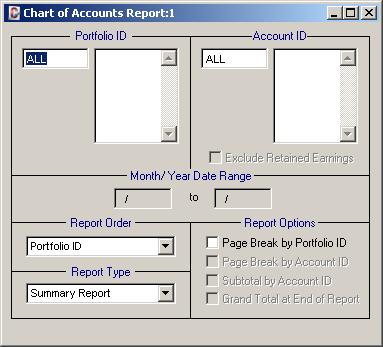 Chart of Accounts Report - Demonstration Chapter: In lieu of scrolling through the records in the Chart of Accounts Window, it may be easier to print or preview the Chart of Accounts Report to view a