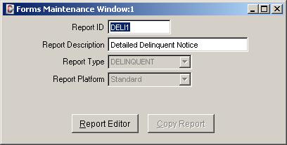 Forms Maintenance Window - Demonstration Chapter: The Forms Maintenance Window provides a means of editing the standard forms, letters, and notices included with Contract Collector.