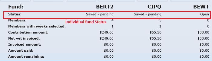After selecting OK The status colour will change to blue and the fund status will display as
