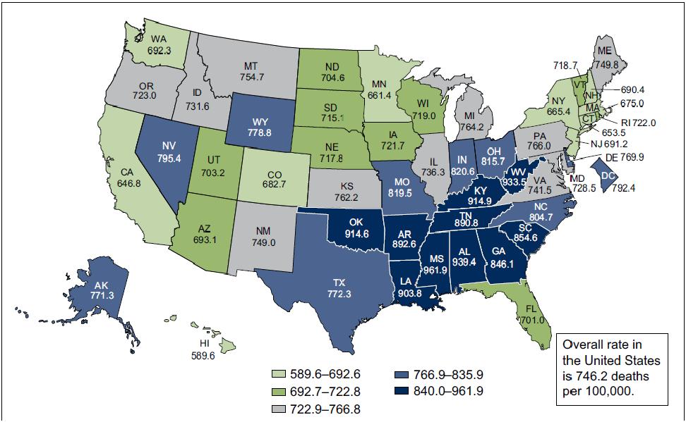 Mortality Rates by State Above