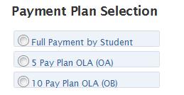 Students can review each payment plan option by clicking on the payment