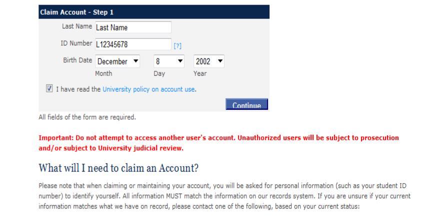 Claiming Username and Setting Up ASIST Password The student will need to proceed through each of the steps to complete setting up the ASIST login password.