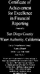Introductory section, (continued) Awards and Acknowledgements The GFOA awarded a Certificate of Achievement for Excellence in Financial Reporting to the Water Authority for its CAFR for the fiscal