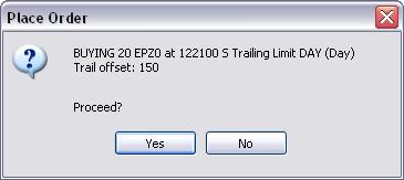 Page 96 Entering Trailing Limit Orders A trailing limit order tracks the market automatically adjusting its price level position in the exchange s order book.