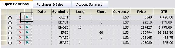 Page 123 To reverse open positions 1. Click the Reports tab to display open positions.