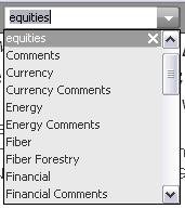 These filters include: Currency, Energy, Food, Financial, Grain, Metals,