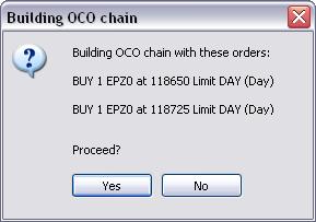 Enter the second order. 5. Continue to place orders for each part of the desired OCO. 6. Click the OCO button.