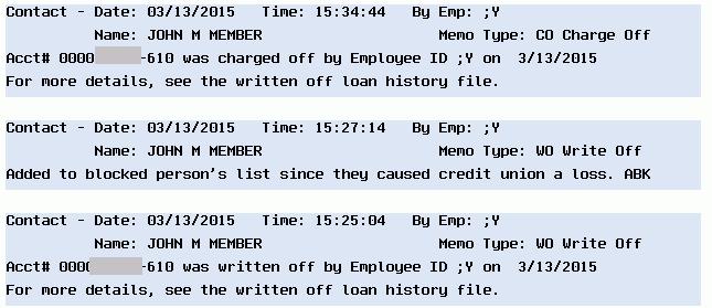 Close-Up View of Tracker Conversations The fact that the loan is written off or charged off is