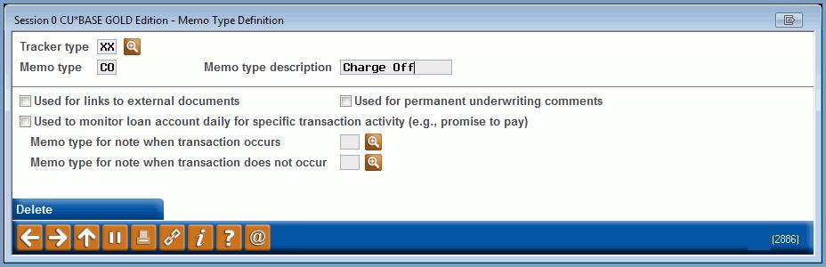 CONFIGURING WRITE-OFF/CHARGE- OFF MEMO TYPES When a loan is charged off or written off, a pre-configured memo type is used for the system-generated Tracker conversation that is created to document