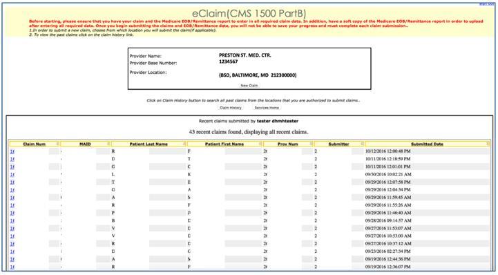 Step Process 5 The eclaim(cms 1500 PartB) main page is displayed 6 Click on New Claim