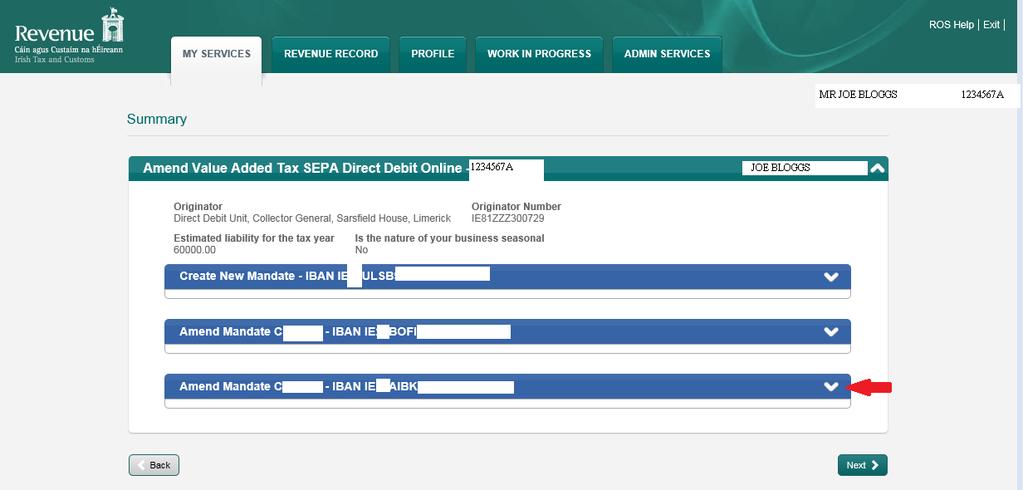 DDOL Options Screen with Your Requests field The Amend request is now in Your Requests field.
