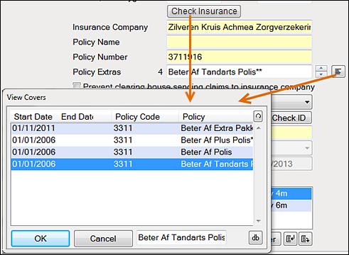 3. Use the selectors to populate the Insurance Company and Policy Name fields: